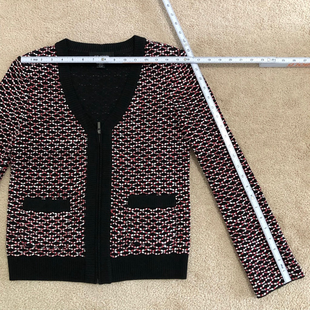 St John Petite Caviar Tweed Zip Front Cardigan Jacket - Picture 10 of 10